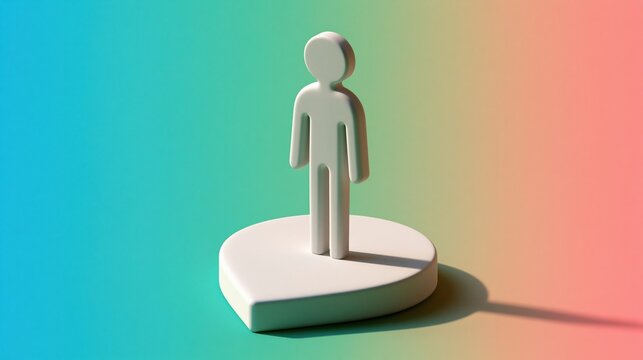 Location pin icon with person figure representing user profile, navigation, or check-in concept