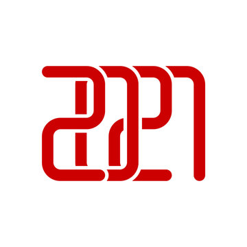Creative 2027 text design stylized red line typography