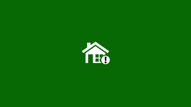 Address icon with exclamation mark. Bank concept,home icon. Address icon and alert, error, alarm, danger symbol.