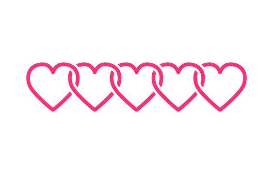 Five hearts initial logo on white background