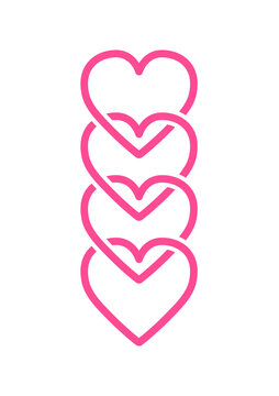 Four hearts initial logo on white background