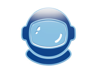 Glossy 3D astronaut helmet icon featuring a light blue visor and dark blue outer shell with smooth rounded edges isolated on a transparent background © Trendy_Desing