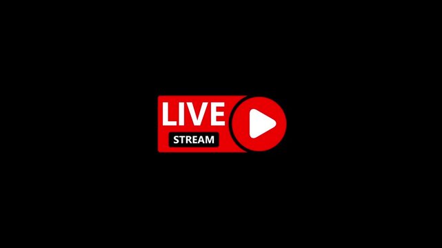 Live stream broadcast icon animation.Live button symbol for broadcasting, streaming. Stream online with TV shows and perfect for social.