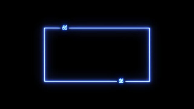 Neon blue glowing quote box frame with animated border for social media and text overlay