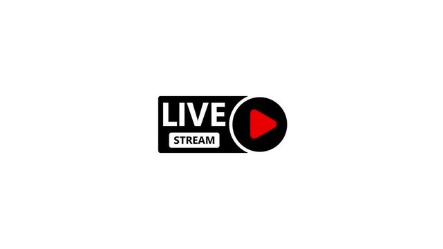 Live stream broadcast icon animation.Live button symbol for broadcasting, streaming. Stream online with TV shows and perfect for social.