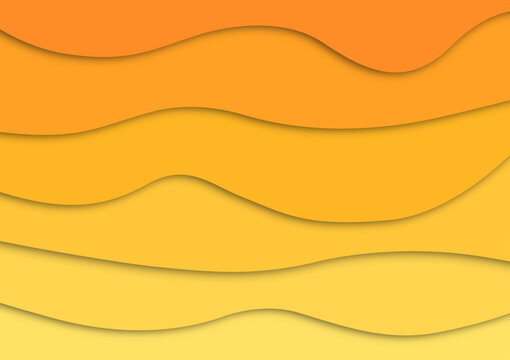 Abstract Orange and Yellow Wavy Layered Background with Soft Shadow