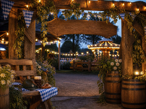Decorated entrance to a traditional Bavarian beer festival