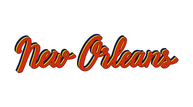 New Orleans Retro Script Typography Text Design on white background