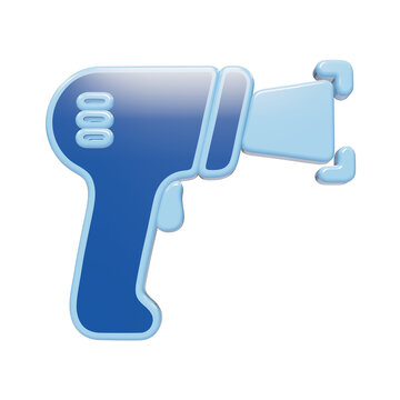 Glossy 3D icon of a handheld barcode scanner with blue gradient finish and rounded edges for industrial inventory tracking isolated on a transparent background