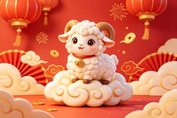 Fototapeta premium Sheep Year Theme Background 99