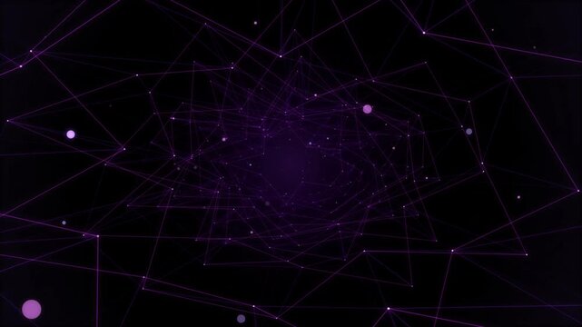 Abstract digital background with purple glowing lines and dots forming a complex network.