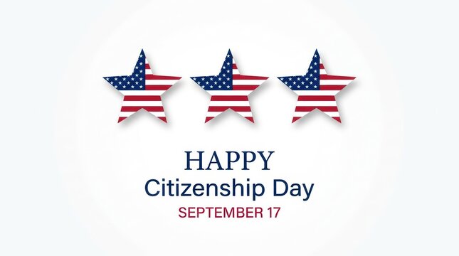 Happy citizenship day celebration graphic with three american flag stars and text september 17 Vector
