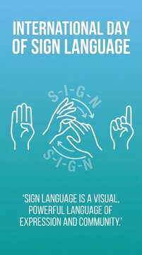 International day of sign language poster design with hand gestures and typography Vector