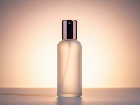 Clear glass bottle with pump dispenser