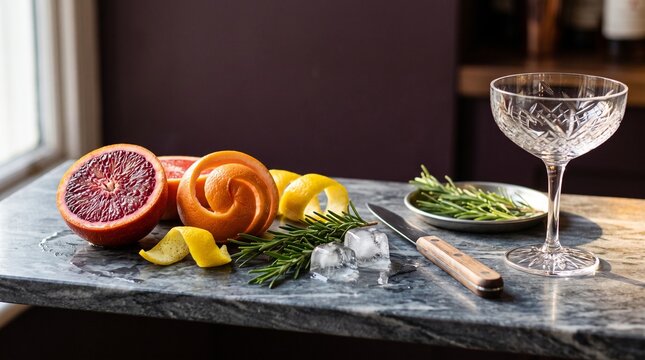 Citrus garnishes for Dry January aperitif service