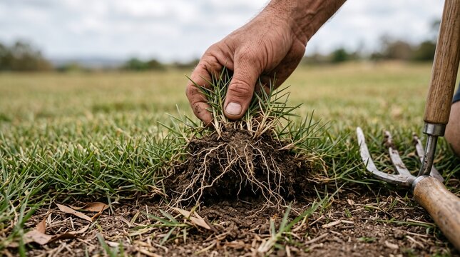 Healthy roots in drought resistant playing turf