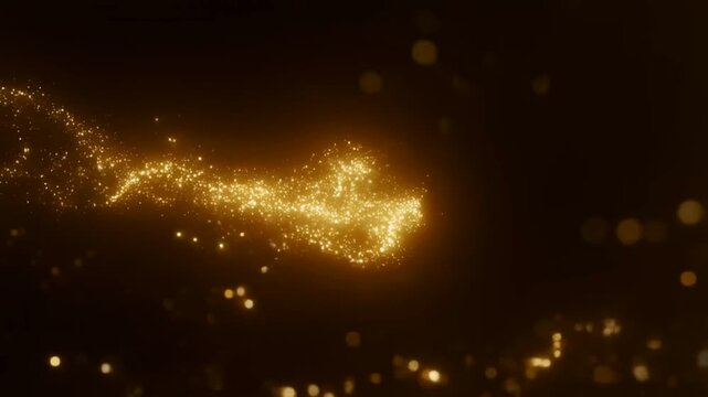 Luxury Light Sweep Abstract Golden Particles Flowing in Dark Space For Premium Background Design And Elegant Motion Graphics Backdrop