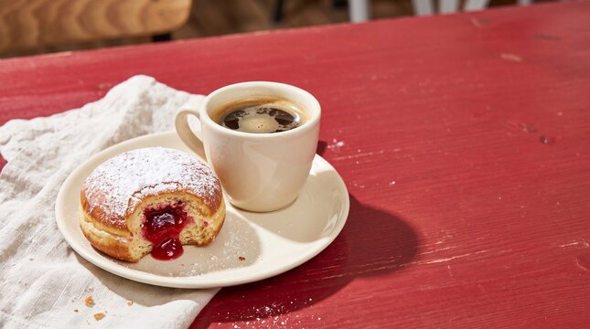 Coffee break with paczek after Fat Thursday treat