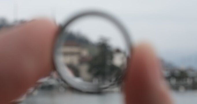 Wedding Ring Framing Spiez Castle on Lake Thun, Switzerland