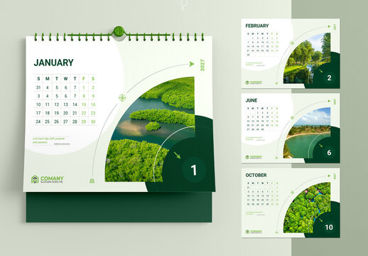 Modern Landscape Wall Calendar 2027 Template Design