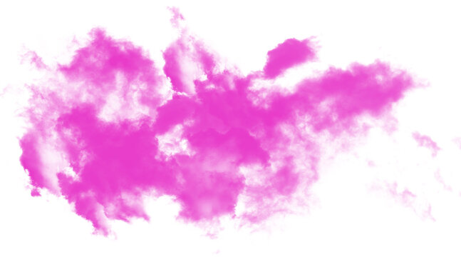 Pink watercolor paint cloud splash isolated on transparent background Png, vibrant abstract brush stroke texture.