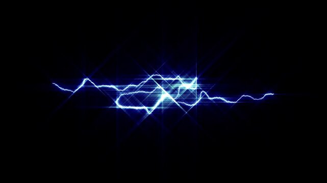 Dynamic blue lightning thunder animation, glowing electric discharge, powerful storm strike, bright energy flash, spark bursts and high voltage thunder effect for cinematic vfx overlay 4k hd