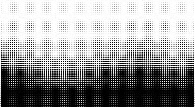 Black and white halftone gradient dot pattern background vector design isolated on transparent background
