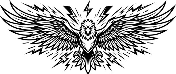 Fototapeta premium Fierce eagle with lightning bolt graphic