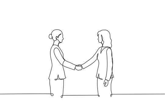 two businesswomen shaking hands standing  against a white background, representing a successful deal. women's leadership, women's solidarity, cooperation, women entrepreneurs, women in management,