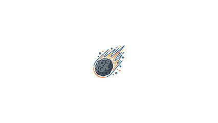 Meteorite falling through space - cute vector icon illustration © nailong