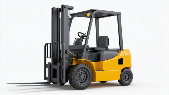warehouse industrial forklift, cargo and logistic delivery vehicle isolated on white background