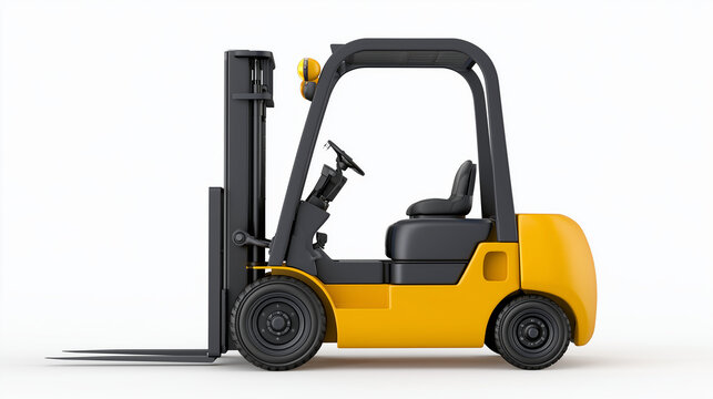 warehouse industrial forklift, cargo and logistic delivery vehicle isolated on white background