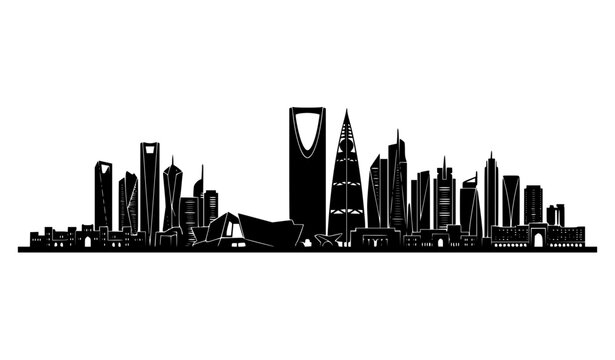 Riyadh Skyline Minimal Black Silhouette Saudi Arabia Vector Design