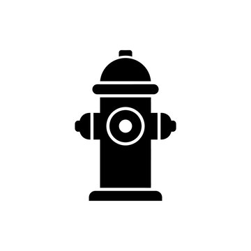 Black silhouette of urban fire hydrant for emergency services and public safety utility icons.