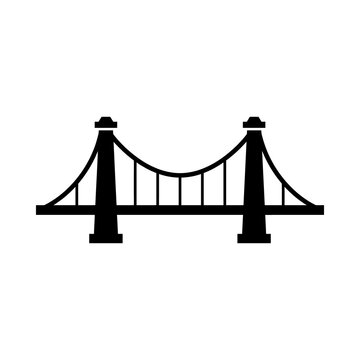 Suspension bridge black outline icon for infrastructure and transport projects.