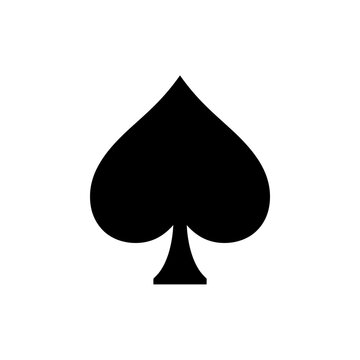 Black spade suit icon silhouette for playing cards and casino design on transparent background.