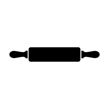 Kitchen rolling pin black silhouette icon isolated on transparent background for baking tools and culinary designs.