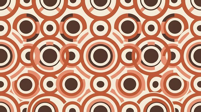 Intricate geometric pattern with overlapping circles in shades of brown and peach