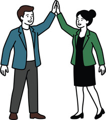 Obraz premium People Celebrating with a High-Five Gesture, Symbolizing Teamwork and Success