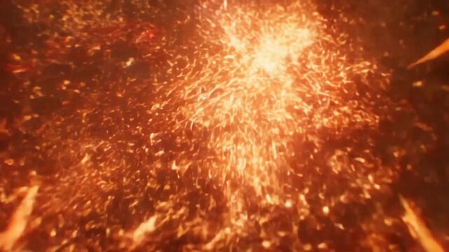 Molten metal churns and sparks brightly in a fiery industrial foundry setting