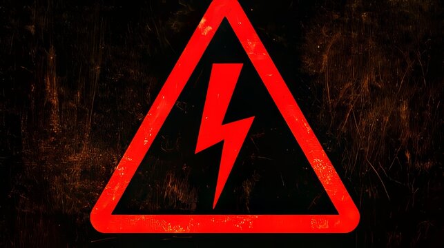 High voltage hazard sign with electrical warning symbol for industrial safety, power systems, workplace protection and accident prevention