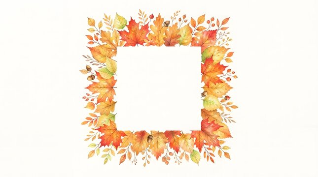 Beautiful watercolor autumn leaves frame for a festive thanksgiving border design