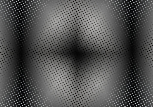 Black and white halftone dot pattern with radial gradient effect