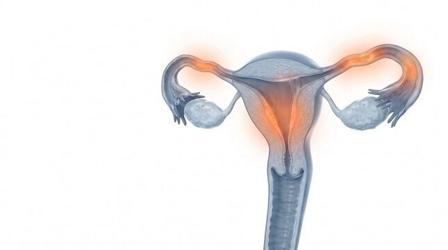Medical visualization of inflammation in the female reproductive system highlighting potential infection with female anatomy