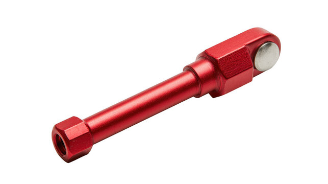 Metallic red extension rod component lies horizontally against a plain transparent background.