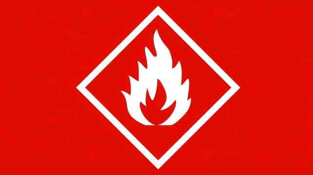 Standard flammable hazard pictogram with warning symbol for hazardous materials, chemical safety, fire prevention, industrial protection and globally harmonized workplace labeling