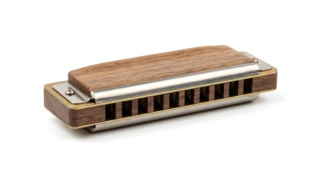 Vintage harmonica with wooden cover