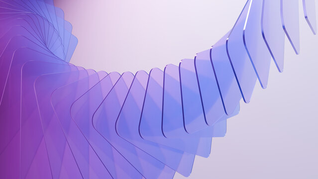 Abstract purple blue translucent curve layer gradient background, flowing geometric pattern with soft light, modern digital texture