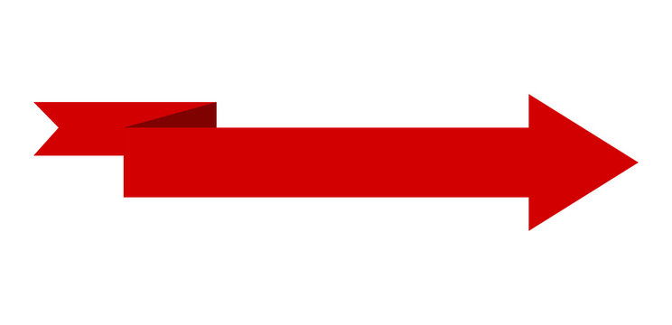 Red Ribbon Arrow Banner Label Graphic for Offer Discount Isolated on Transparent Background PNG
