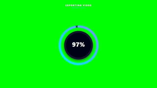 Circular progress bar animation with percentage indicator on green screen background.